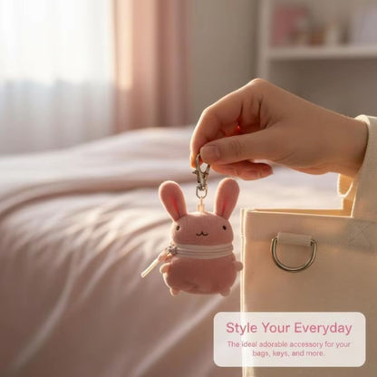 Cute Fluffy Rabbit Coin Purse Keychain